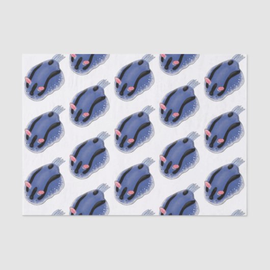 かわいいハッピーブルーnudibranch漫画イラストレーション 薄葉紙 (正面)