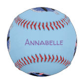 かわいいハッピーブルーnudibranch漫画イラストレーション 野球ボール (裏面)