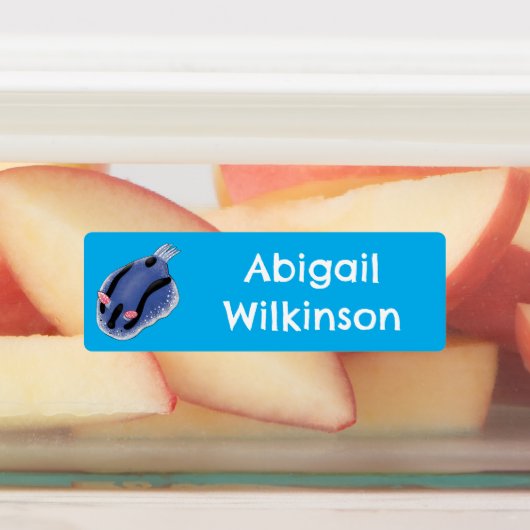 かわいいハッピーブルーnudibranch漫画パーソナライズされた ラベル (貼付)