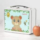 かわいいハッピーベアとハチミツバチ メタルランチボックス (インサイチュ)