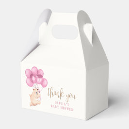 かわいいハッピーベアーピンクのバルーンベビーシャワー フェイバーボックス