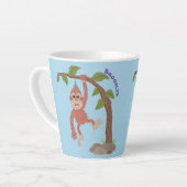 かわいいハッピーベビーオランウータン漫画イラストレーション カフェラテマグ (左アングル)