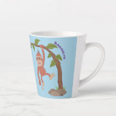 かわいいハッピーベビーオランウータン漫画イラストレーション カフェラテマグ (右)