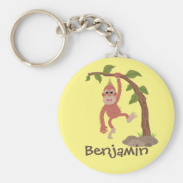 かわいいハッピーベビーオランウータン漫画イラストレーション キーホルダー