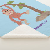 かわいいハッピーベビーオランウータン漫画イラストレーション シェルパブランケット (3/4)