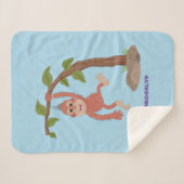 かわいいハッピーベビーオランウータン漫画イラストレーション シェルパブランケット (正面(横))