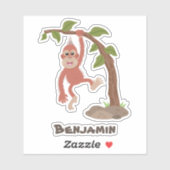 かわいいハッピーベビーオランウータン漫画イラストレーション シール (シート)