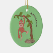 かわいいハッピーベビーオランウータン漫画イラストレーション セラミックオーナメント (右)