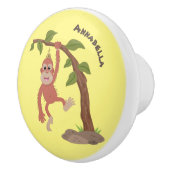 かわいいハッピーベビーオランウータン漫画イラストレーション セラミックノブ (右)