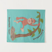 かわいいハッピーベビーオランウータン漫画イラストレーション タペストリー (正面(横))