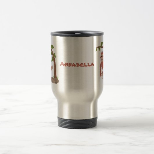 かわいいハッピーベビーオランウータン漫画イラストレーション トラベルマグ (中央)