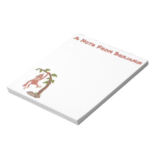 かわいいハッピーベビーオランウータン漫画イラストレーション ノートパッド (回転)