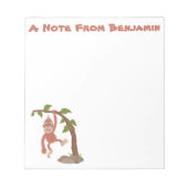 かわいいハッピーベビーオランウータン漫画イラストレーション ノートパッド (正面)