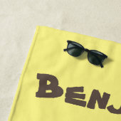 かわいいハッピーベビーオランウータン漫画イラストレーション ビーチタオル (インサイチュ)