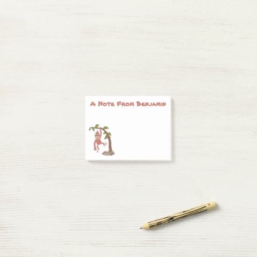 かわいいハッピーベビーオランウータン漫画イラストレーション ポストイット (デスク上)