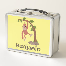 かわいいハッピーベビーオランウータン漫画イラストレーション メタルランチボックス