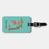 かわいいハッピーベビーオランウータン漫画イラストレーション ラゲッジタグ (正面横)