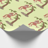 かわいいハッピーベビーオランウータン漫画イラストレーション ラッピングペーパー (角)