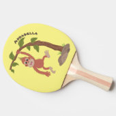 かわいいハッピーベビーオランウータン漫画イラストレーション 卓球ラケット (横)