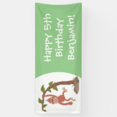 かわいいハッピーベビーオランウータン漫画イラストレーション 横断幕 (縦)