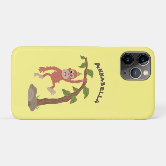 かわいいハッピーベビーオランウータン漫画イラストレーション Case-Mate iPhoneケース (裏面(横))
