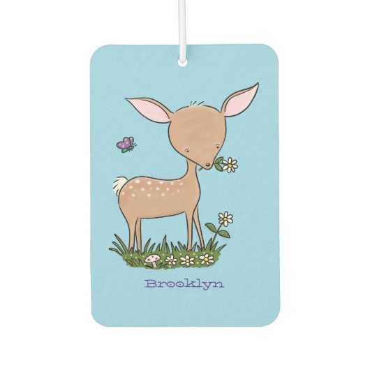 かわいいハッピーベビー鹿の漫画イラストレーション カーエアーフレッシュナー (正面)