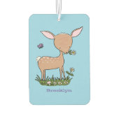 かわいいハッピーベビー鹿の漫画イラストレーション カーエアーフレッシュナー (裏面)