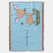かわいいハッピーベビー鹿の漫画イラストレーション スローブランケット (正面縦)