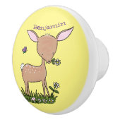 かわいいハッピーベビー鹿の漫画イラストレーション セラミックノブ (右)