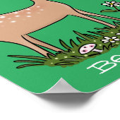 かわいいハッピーベビー鹿の漫画イラストレーション ポスター (角)