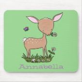 かわいいハッピーベビー鹿の漫画イラストレーション マウスパッド (正面)
