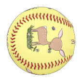 かわいいハッピーベビー鹿の漫画イラストレーション 野球ボール (正面左)
