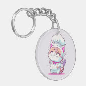 かわいいハッピーベーカー菓子シェフキャットキットン | キーホルダー (正面左)