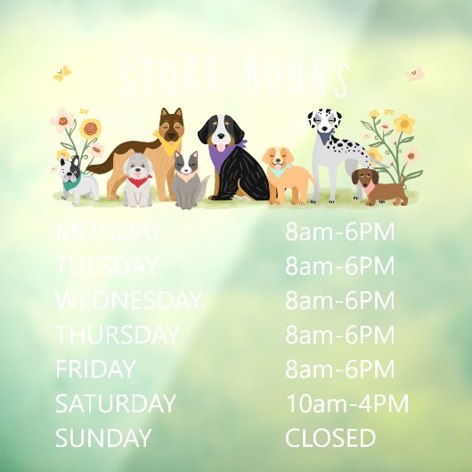 かわいいハッピーペットビジネスストア時間 ウィンドウサイン (シート3)