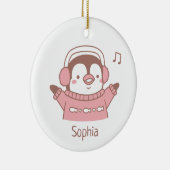 かわいいハッピーペンギンのセーターパーソナライズされた セラミックオーナメント (右)