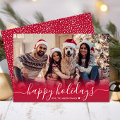 かわいいハッピーホリデイズスノーフレークレッドフォトクリスマス シーズンカード