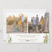 かわいいハッピーホリデーズクリスマス3フォトホリー離れズ シーズンカード (裏面)