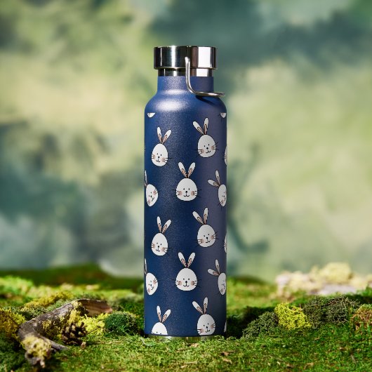 かわいいハッピーホワイトイースターバニーパターン ウォーターボトル (アウトドア)