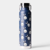 かわいいハッピーホワイトイースターバニーパターン ウォーターボトル (正面)