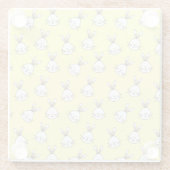 かわいいハッピーホワイトイースターバニーパターン ガラスコースター (裏面)