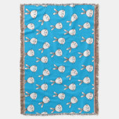 かわいいハッピーホワイトイースターバニーパターン スローブランケット (正面縦)