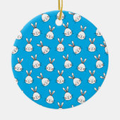 かわいいハッピーホワイトイースターバニーパターン セラミックオーナメント (正面)