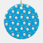 かわいいハッピーホワイトイースターバニーパターン セラミックオーナメント (裏面)