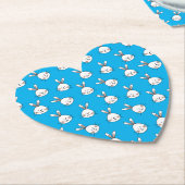 かわいいハッピーホワイトイースターバニーパターン ペーパーコースター (アングル)