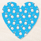 かわいいハッピーホワイトイースターバニーパターン ペーパーコースター (正面)