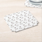 かわいいハッピーホワイトイースターバニーパターン ペーパーコースター (アングル)