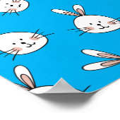 かわいいハッピーホワイトイースターバニーパターン ポスター (角)