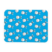 かわいいハッピーホワイトイースターバニーパターン マグネット (横)