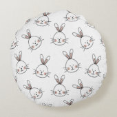 かわいいハッピーホワイトイースターバニー ラウンドクッション (裏面)
