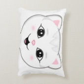 かわいいハッピーホワイトキャット顔 アクセントクッション (裏面(縦))